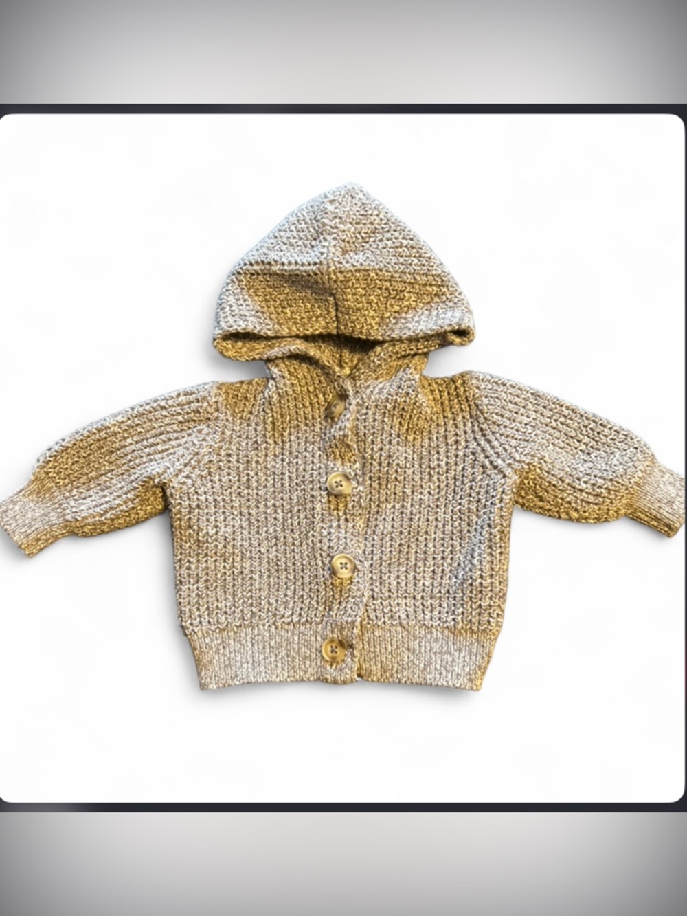 Old Navy Gray Knit Hooded Baby Cardigan